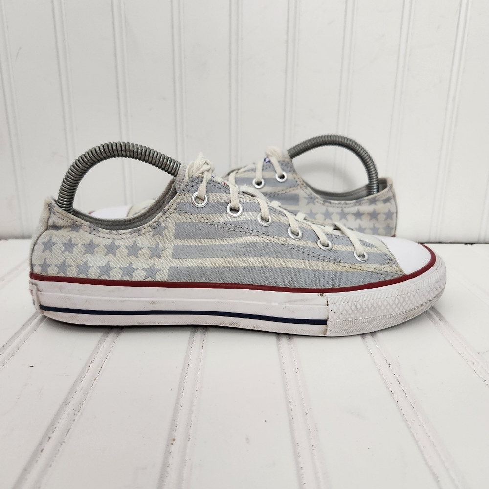 Converse All Star Junior Size 6 Gray/White Stars Stripes Lace Up Sneaker 667795F